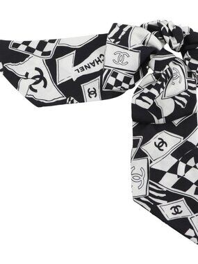 CHANEL Shush Other accessories COCO Mark logo ribbon Black / white silk Women
